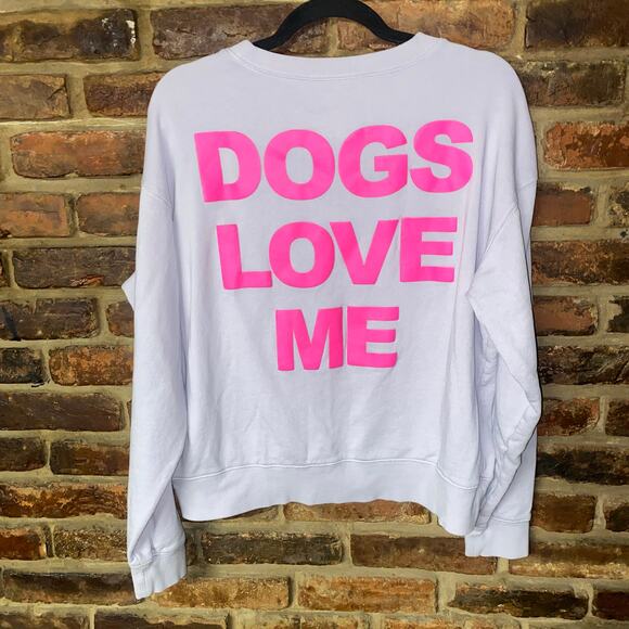 Wildfox Lilac Lavender Purple Pink Dogs Love Me Graphic Sweatshirt Size Small - Picture 9 of 9